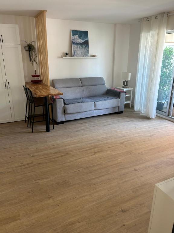 un salon avec un canapé et une table dans l'établissement Studio rue de France, à Nice