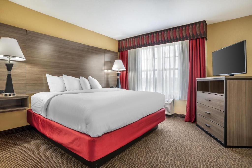 a hotel room with a large bed and a flat screen tv at Best Western Plus Bessemer in Bessemer