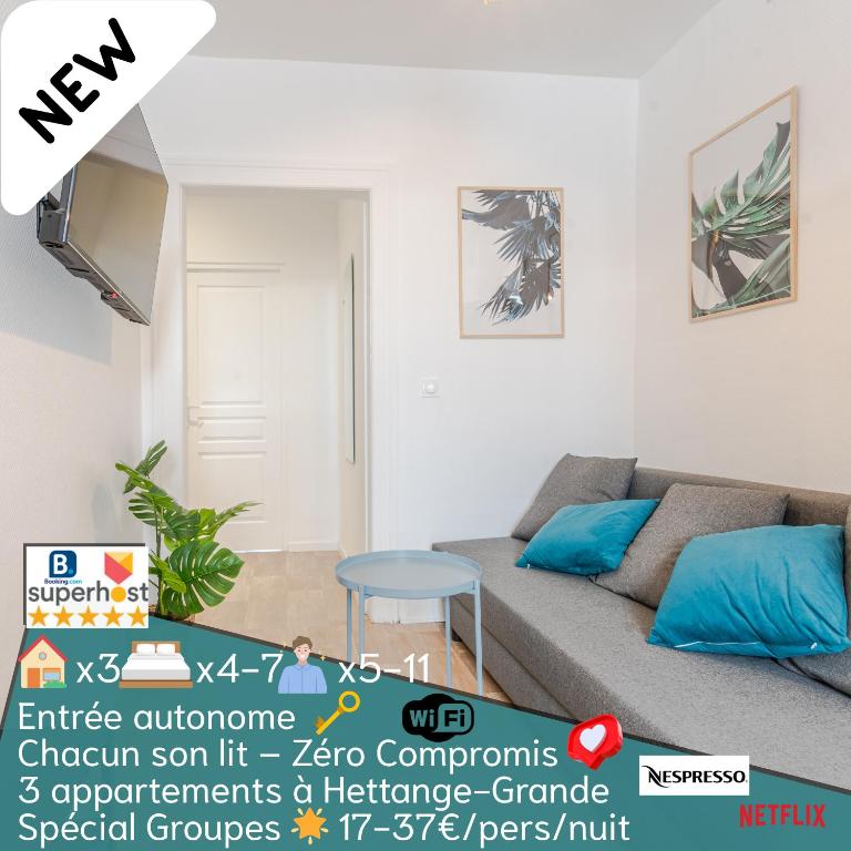 Fotografia z galérie ubytovania 3 APPTS - 3 à 7 lits - Parfait 6 à 10 pers - max 29 pers - 1 immeuble - Convivialité, Rentabilité ------ ENGLISH - 3 APTS - 3 to 7 beds - Ideal for 6 to 10 guests - Up to 29 - Same building -- Cattenom v destinácii Hettange-Grande