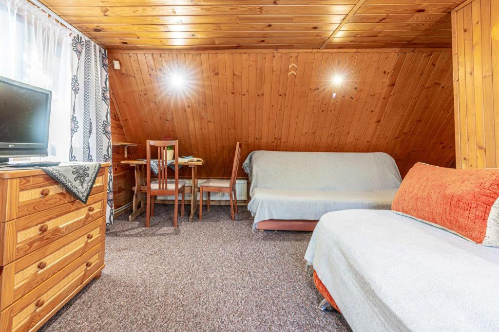 Televízia a/alebo spoločenská miestnosť v ubytovaní Apartamenty Kluśka