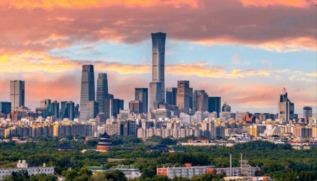 Nespecifikovaný výhled na destinaci Peking nebo výhled na město při pohledu z hotelu