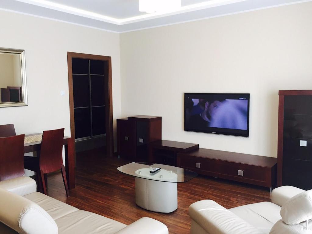 TV a/nebo společenská místnost v ubytování Amber Apartment Baltic Sea 15 km parking space