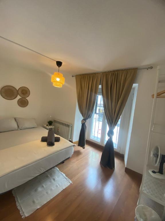 a bedroom with a large bed and a window at Plaza Guest House in Madrid