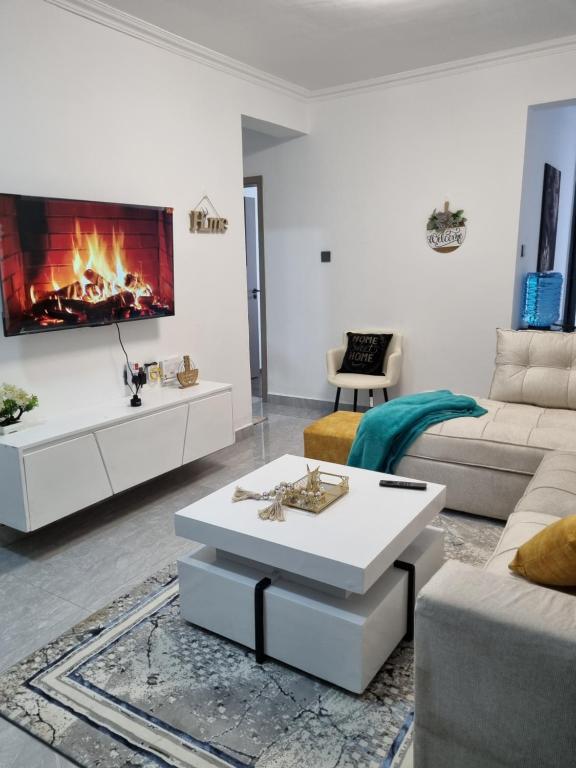 Χώρος καθιστικού στο One Bedroom Kilimani Nairobi with Gym and Sauna