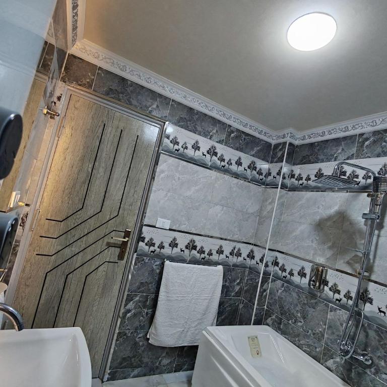 Koupelna v ubytování del ceilo hotell