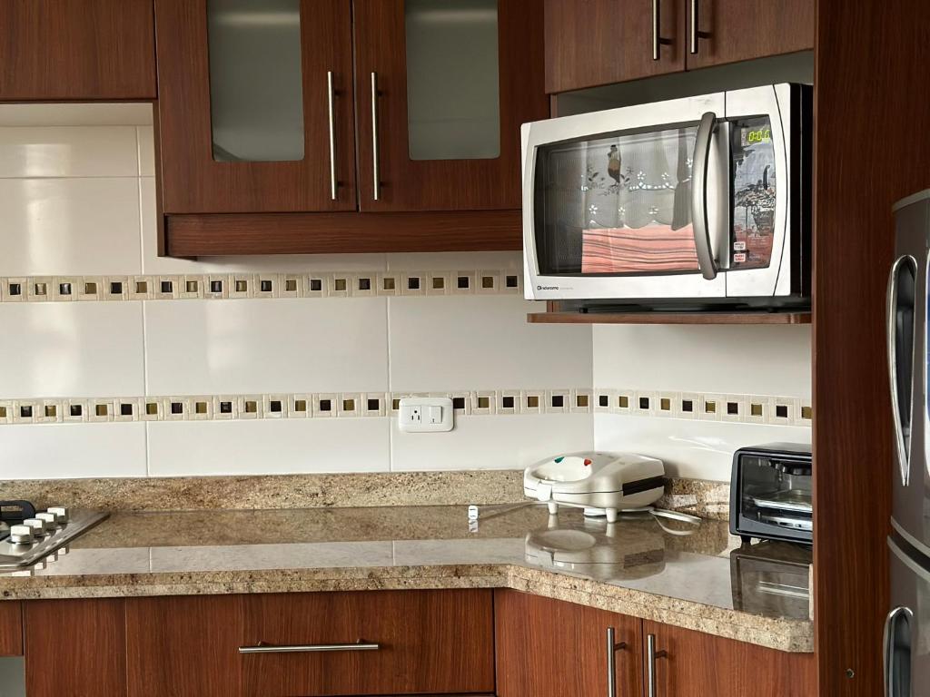 Kuchyň nebo kuchyňský kout v ubytování Instant Hotel - Departamentos de lujo en Ambato