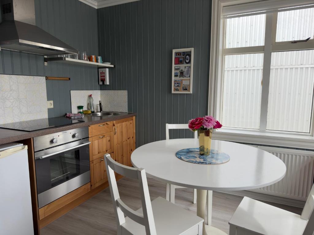 Una cocina o cocineta en Steinhúsið
