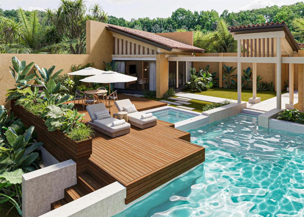 Bazén v ubytování Banyan Tree Mayakoba nebo v jeho okolí
