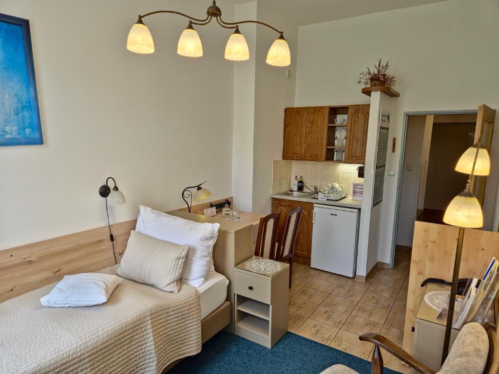 Η κουζίνα ή μικρή κουζίνα στο Hotel U Růže