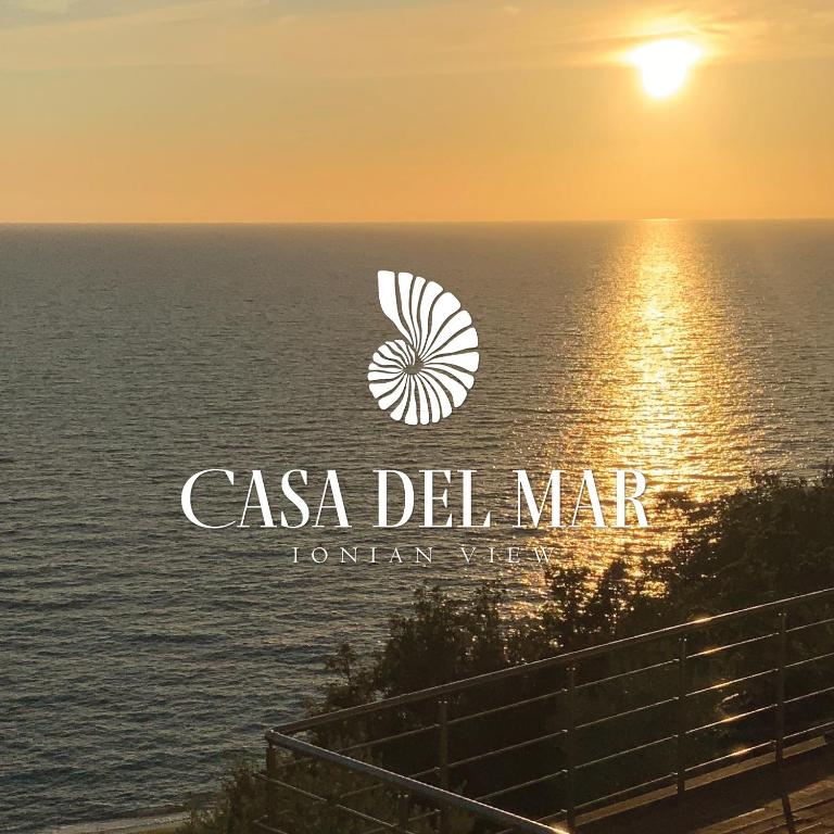 a view of the ocean with the casa del mar logo at Casa del Mar in Preveza