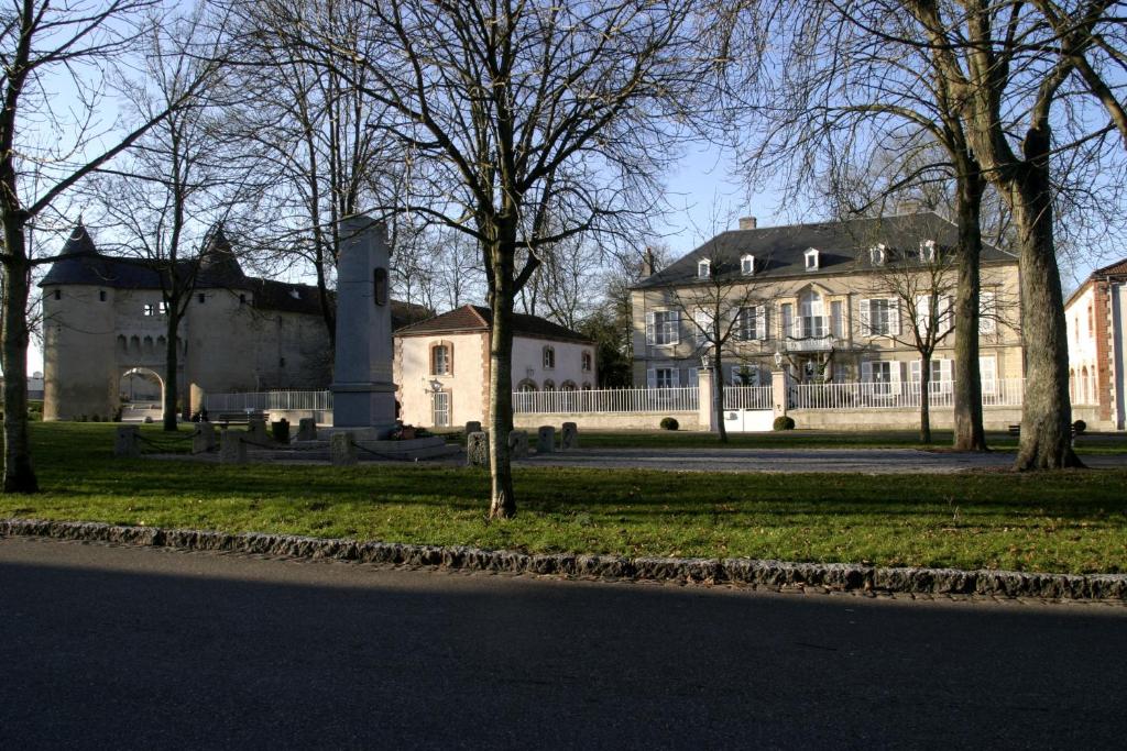 a house with trees and a street in front of it at Château Mesny in Vic-sur-Seille