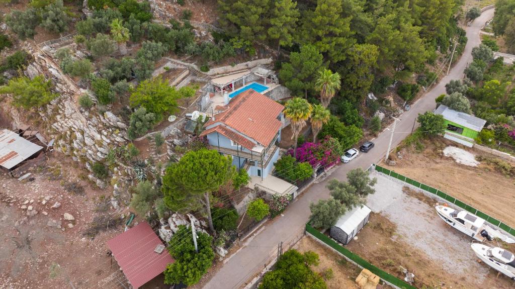 an overhead view of a house with a swimming pool at Villa Shato Turgut Daily Weekly Rentals in Turgut