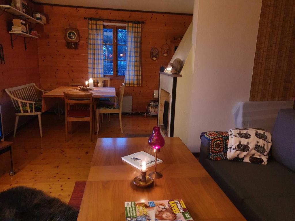 Posezení v ubytování Villa w open fireplace and big plot 5 min from the sea