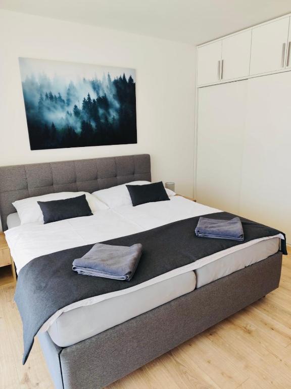 Postel nebo postele na pokoji v ubytování Evergreen Tále Apartments