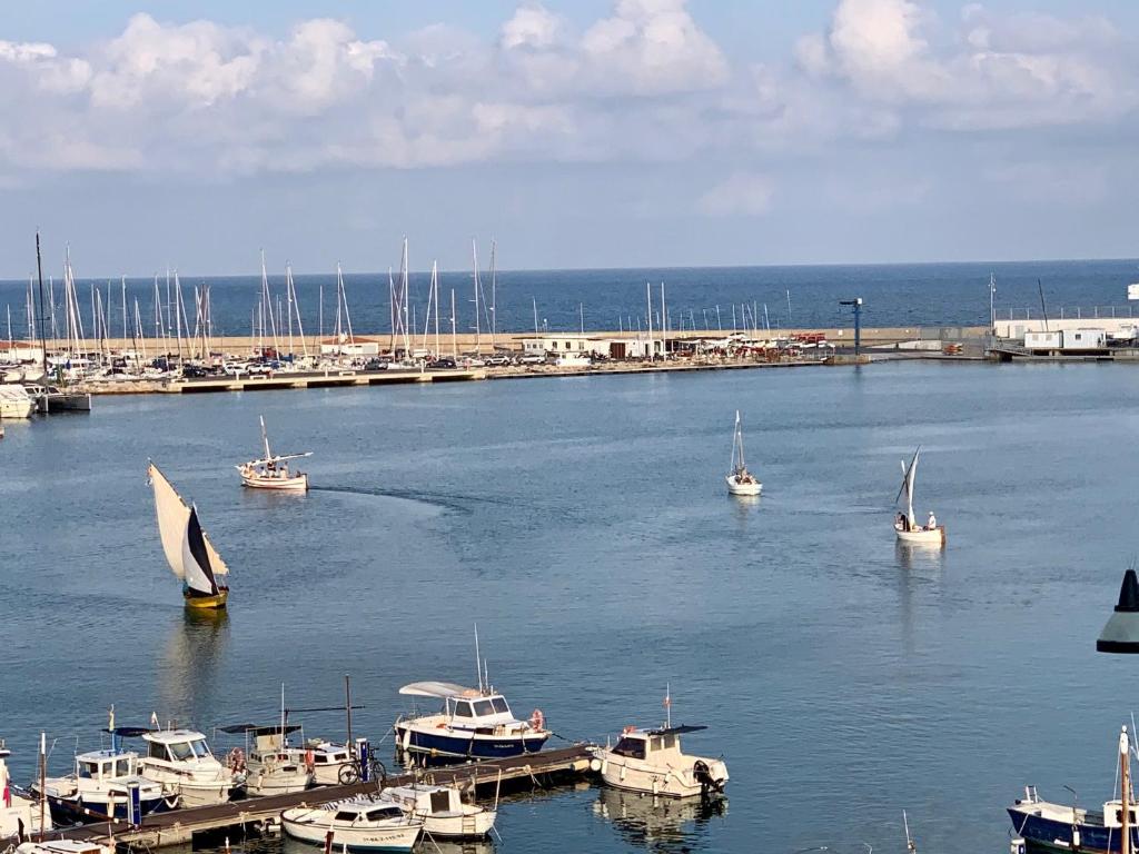 a group of boats are docked in a harbor at Apartamento Puerto Miramar in Cambrils