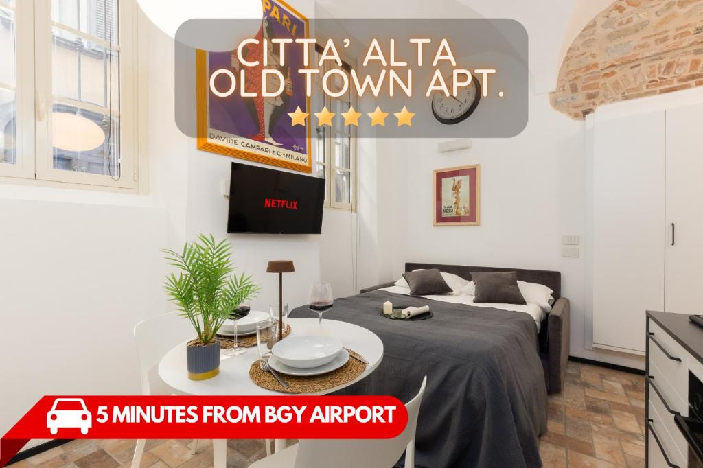 Katil atau katil-katil dalam bilik di Città Alta Home - 5min from BGY Airport, AC, WiFi