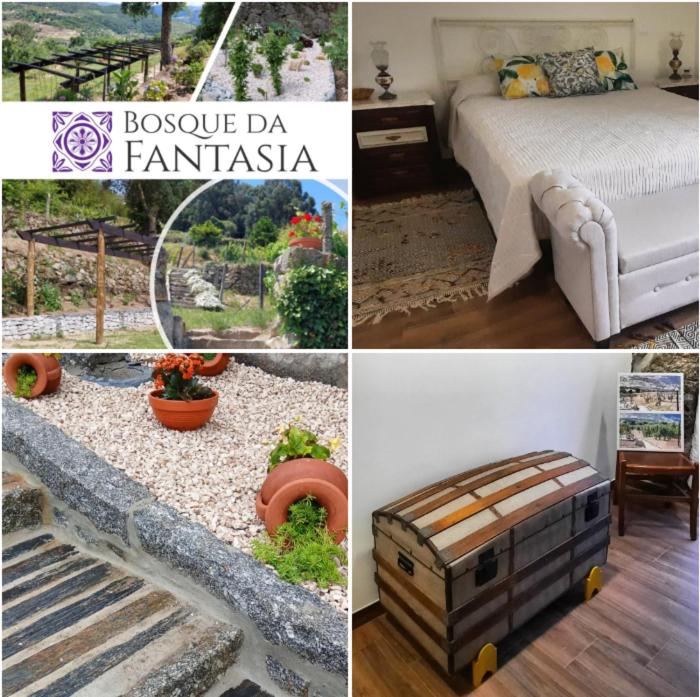 a collage of pictures of a bedroom and a bed at Bosque da Fantasia in Baião