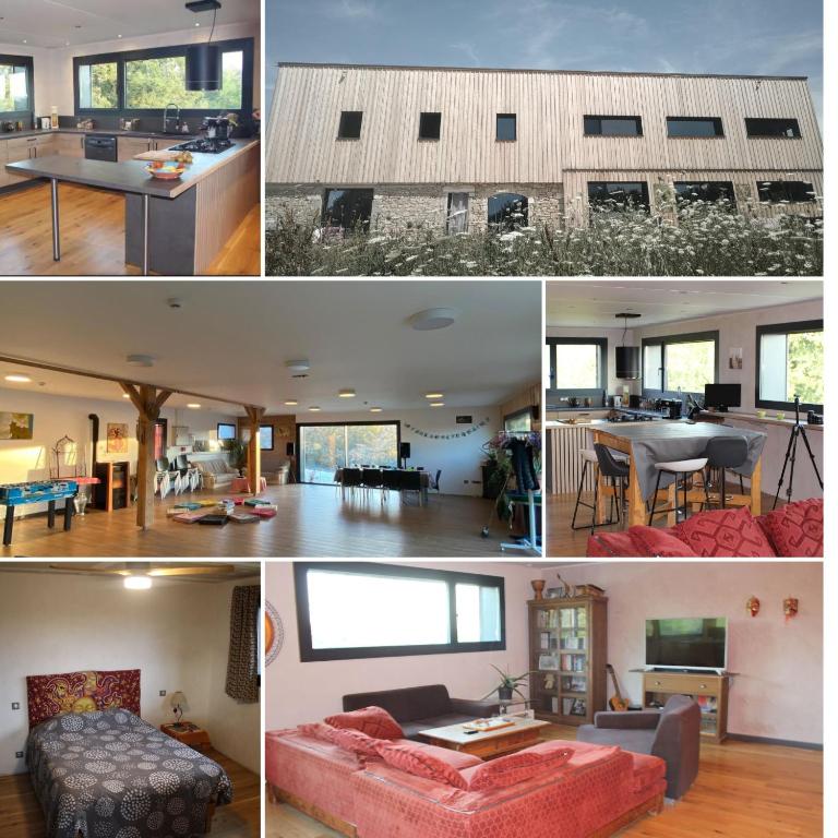 un collage de photos d'une maison dans l'établissement Écolodge Entre Nature & Silence Au Coeur du Quercy, à Bétaille