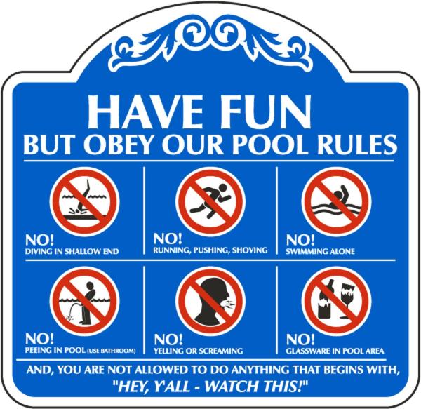 a sign that says have fun but obey our pool rules at Sun Rimba Home by Ipoh Maju Stay in Ipoh