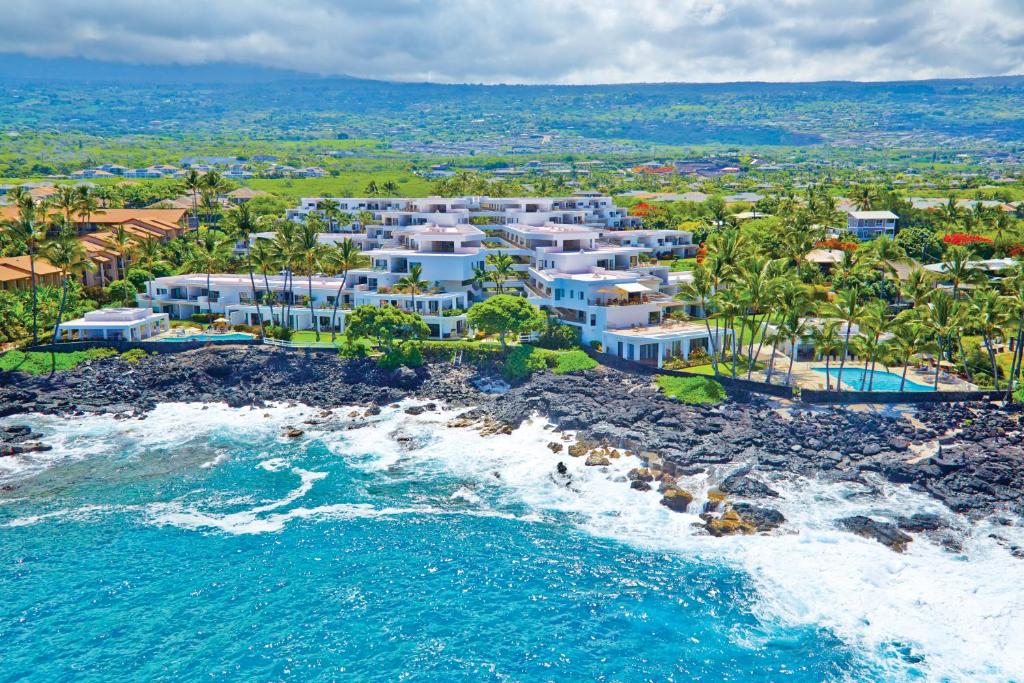 an aerial view of a resort on the ocean at Royal Sea Cliff Kona by OUTRIGGER - Select Your Unit in Kailua-Kona