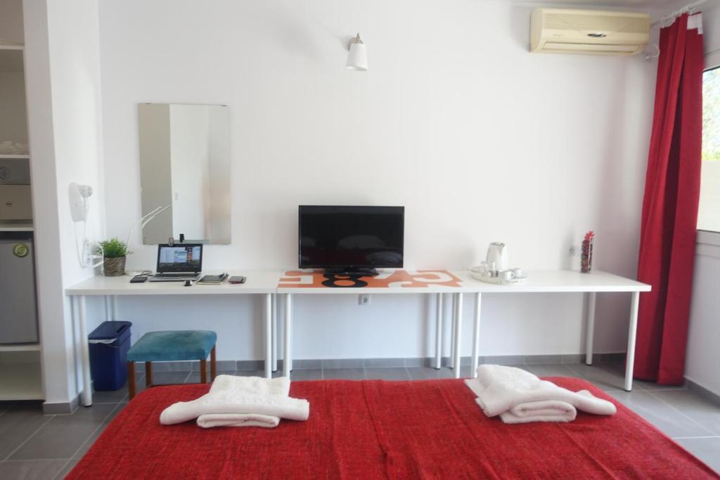 TV a/nebo společenská místnost v ubytování Hotel Rene