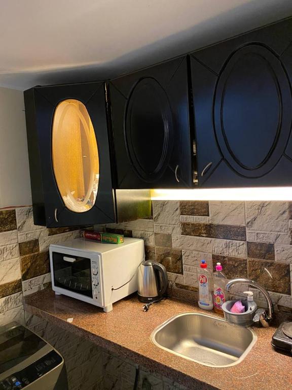 Kuchyň nebo kuchyňský kout v ubytování Wellnes studio