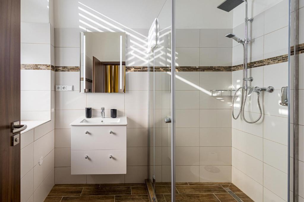 Koupelna v ubytování Hotel Pod Zeleným Dubem