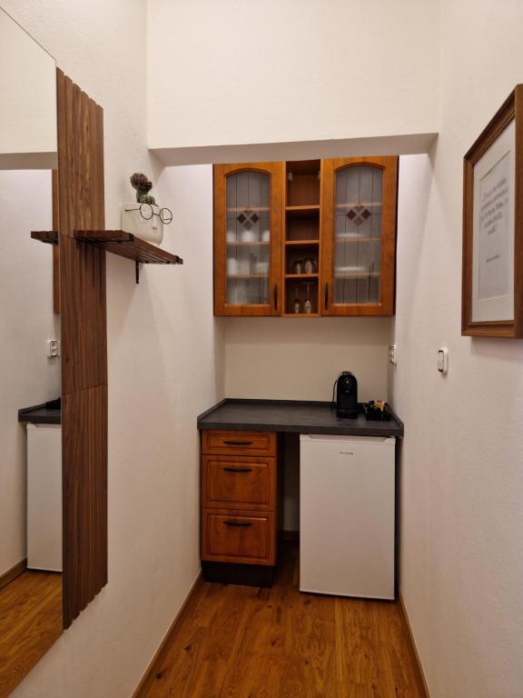 Kuchyň nebo kuchyňský kout v ubytování Apartmány Aurelius