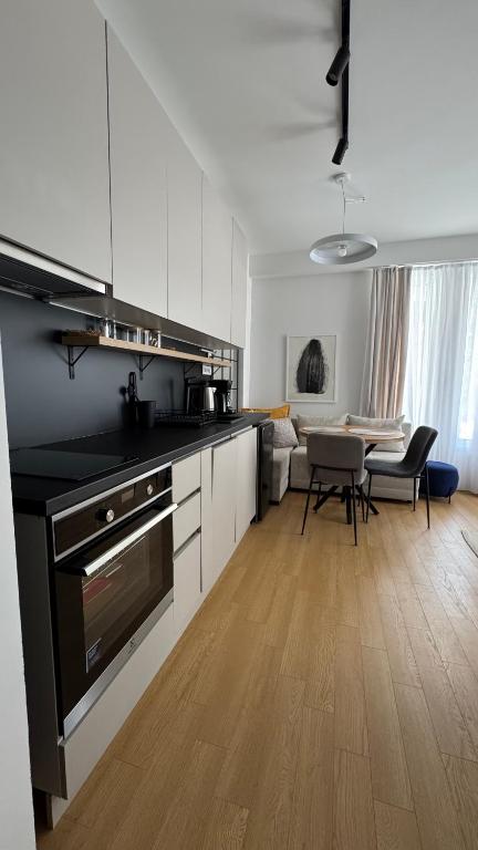 Kuchyň nebo kuchyňský kout v ubytování Kaneo Central Apartments