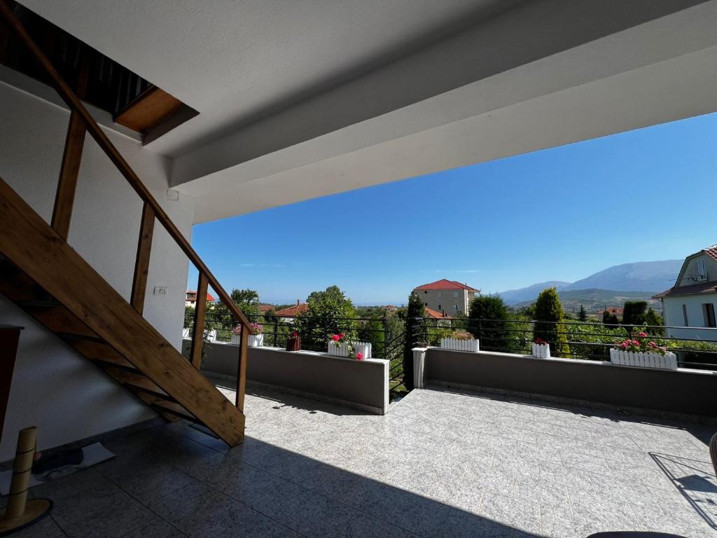 a view from the balcony of a house at Vila L&D in Pogradec