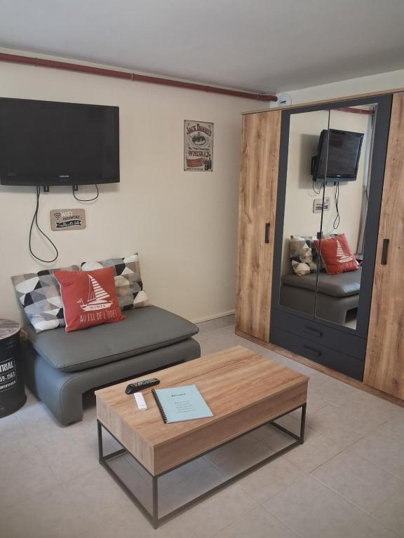 Televízia a/alebo spoločenská miestnosť v ubytovaní Appartement au calme proche d'un petit bois dans quimper