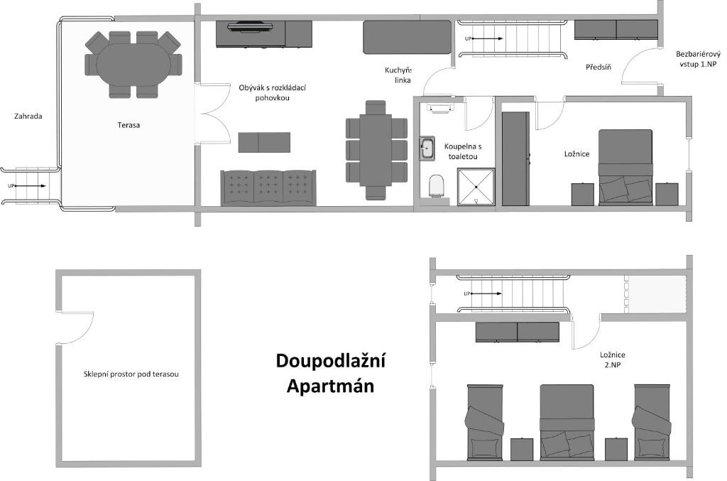 Půdorys ubytování Apartmány Hlohovec