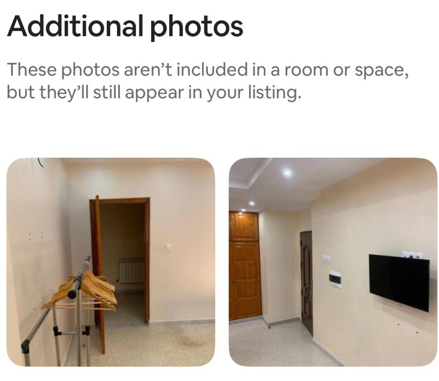 twee foto's van een kamer en een kamer met een tv bij Birkhadem Openspace in Alger