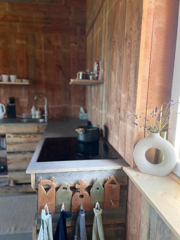 Kuchyň nebo kuchyňský kout v ubytování Glamping Rusne