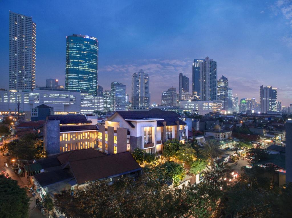 Nespecifikovaný výhled na destinaci Jakarta nebo výhled na město při pohledu z hotelu