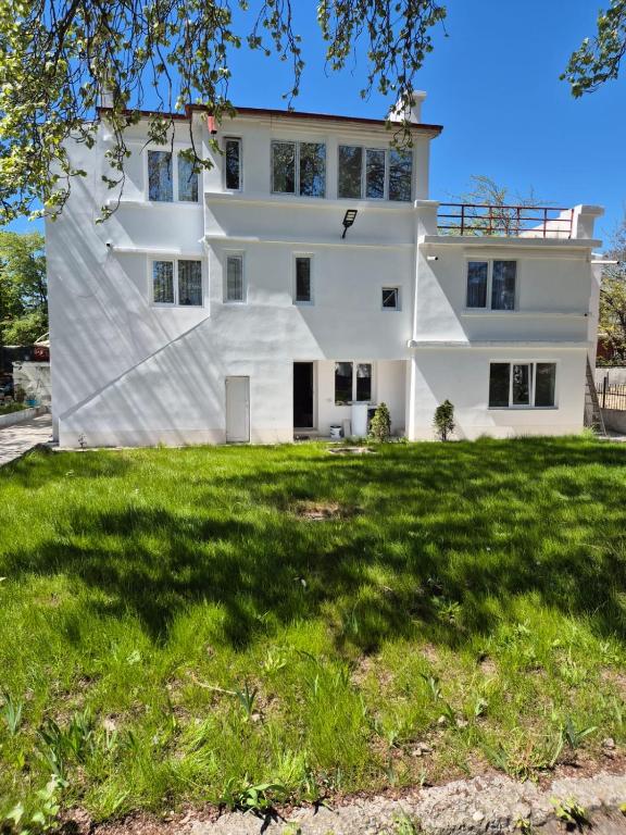 a large white house with a large yard at Cazare Pedro in Mamaia