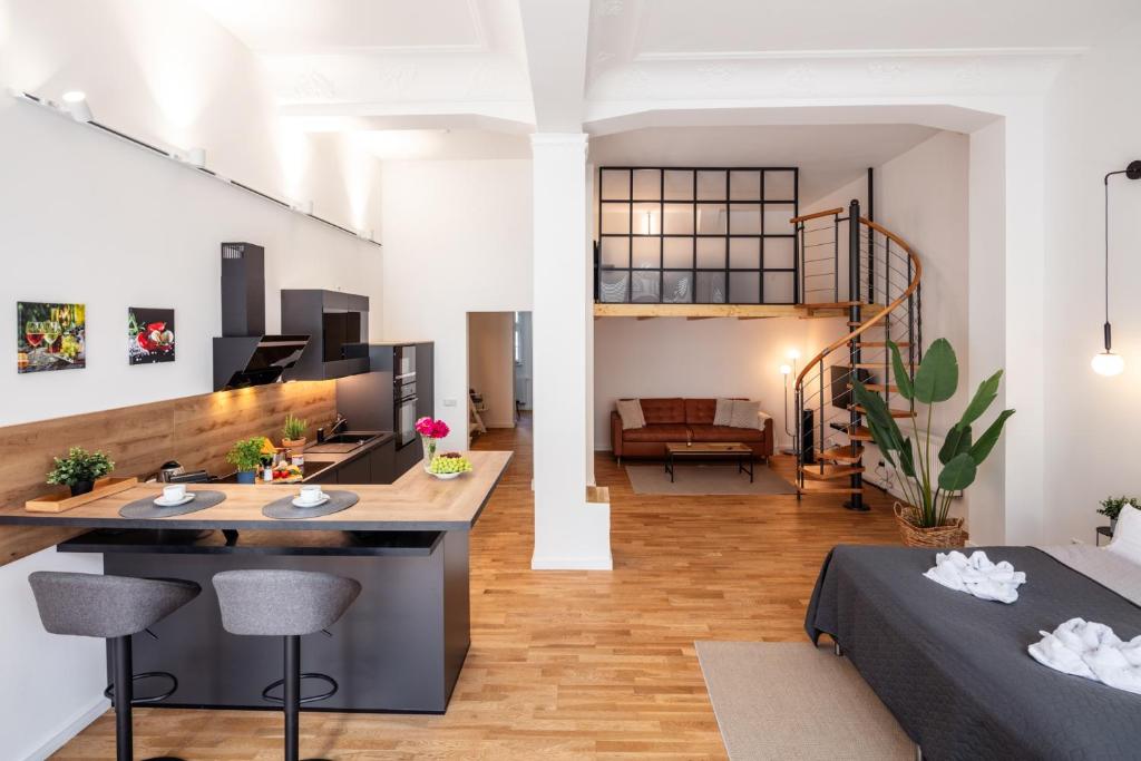 Khu vực ghế ngồi tại NEU! City-Loft-Apartment im Goethe Palais I 5P I Lift I Parkplatz I Zentrum I Helios