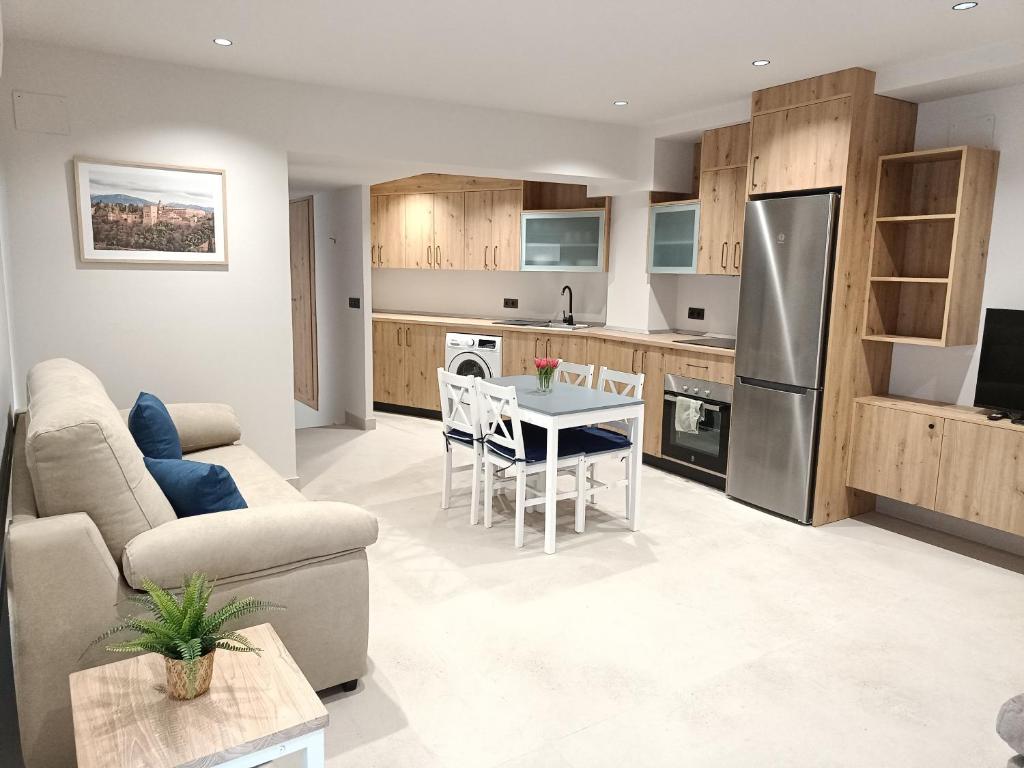Kuchyň nebo kuchyňský kout v ubytování Apartamentos San Lázaro