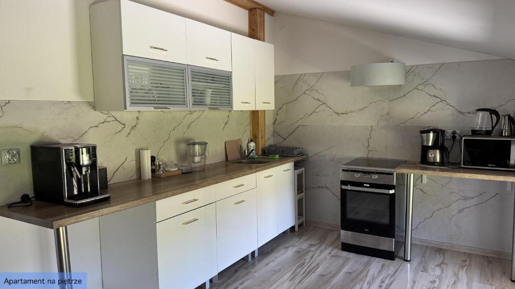 Kuchyňa alebo kuchynka v ubytovaní Apartament Słoneczna Dolina Magurki bania jacuzzi balia ogrodowa Szczyrk-Wilkowice