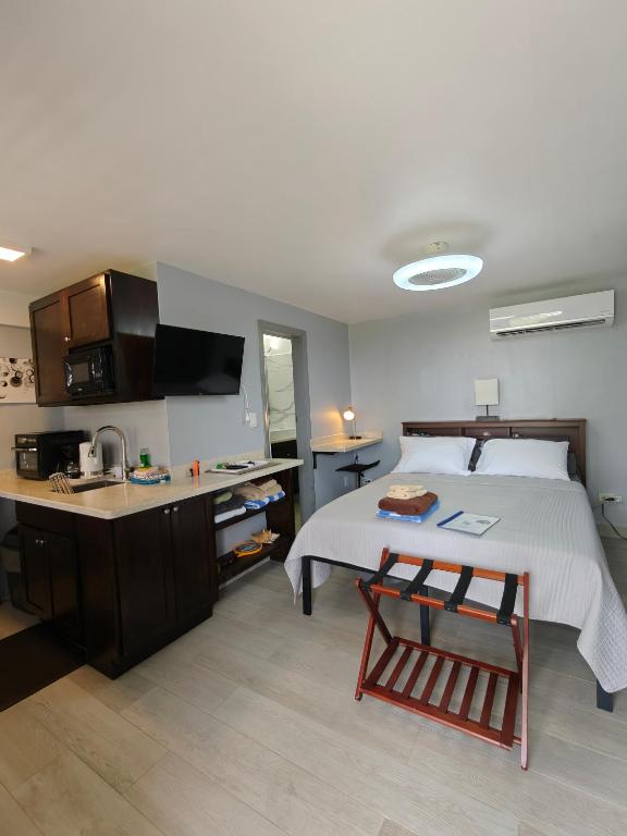 Postel nebo postele na pokoji v ubytování LaBellevue Antigua Micro-Hotel and Car Rental