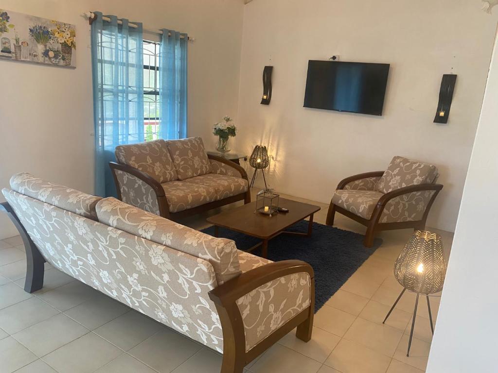 TV a/nebo společenská místnost v ubytování Immaculate 3 Bed Villa Overlooking Admiralty Bay