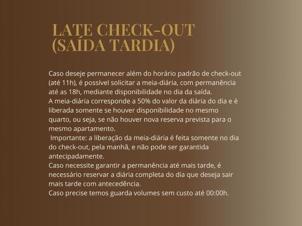 a poster for a late check out saada tada tadaada at HLN Hotel - Expo - Anhembi in São Paulo