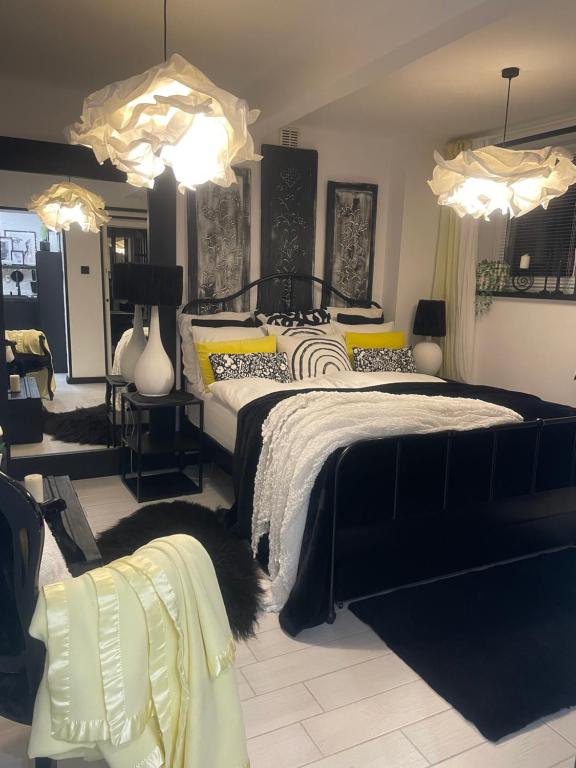 扎科帕内Willa Kwiat Paproci的带两张床和一张沙发的卧室