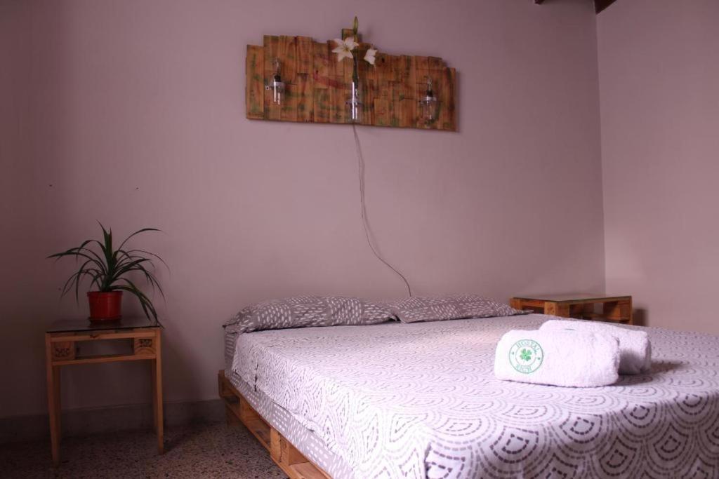 Postel nebo postele na pokoji v ubytování Hostal paz y vida