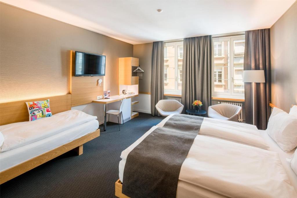 Katil atau katil-katil dalam bilik di Best Western Plus Hotel Zürcherhof
