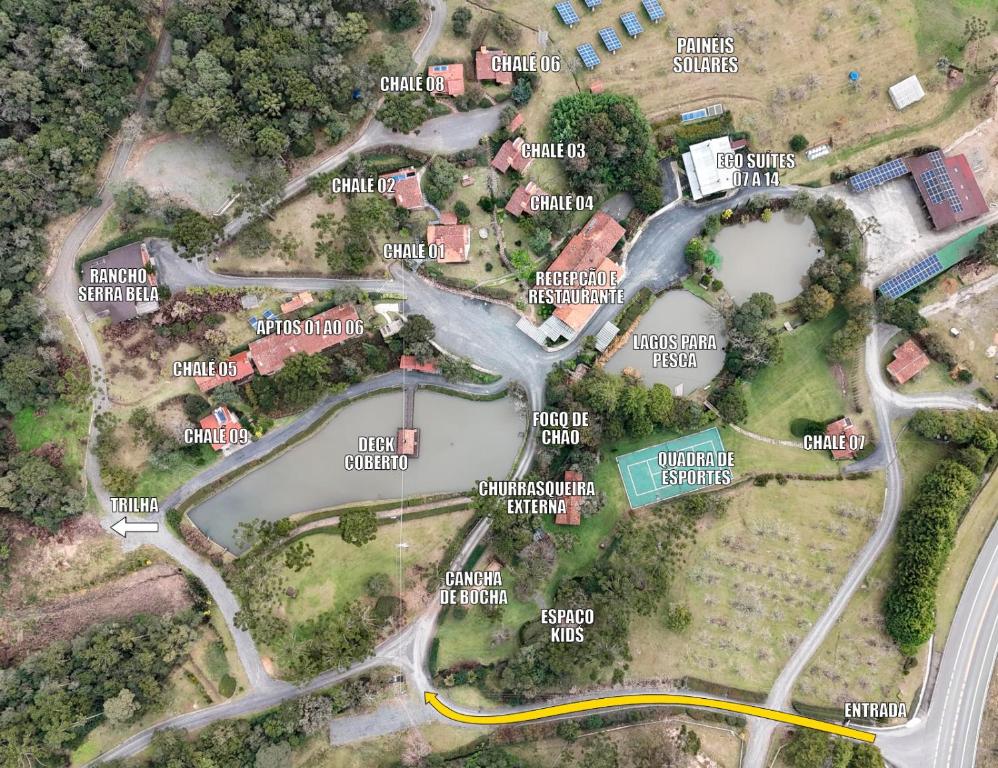 a map of a park with a road at Serra Bela Eco Pousada in Urubici