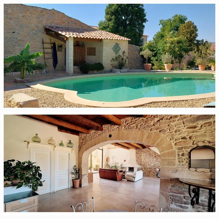 une villa avec piscine et une maison dans l'établissement L'intemporelle, à Saint Dionizy