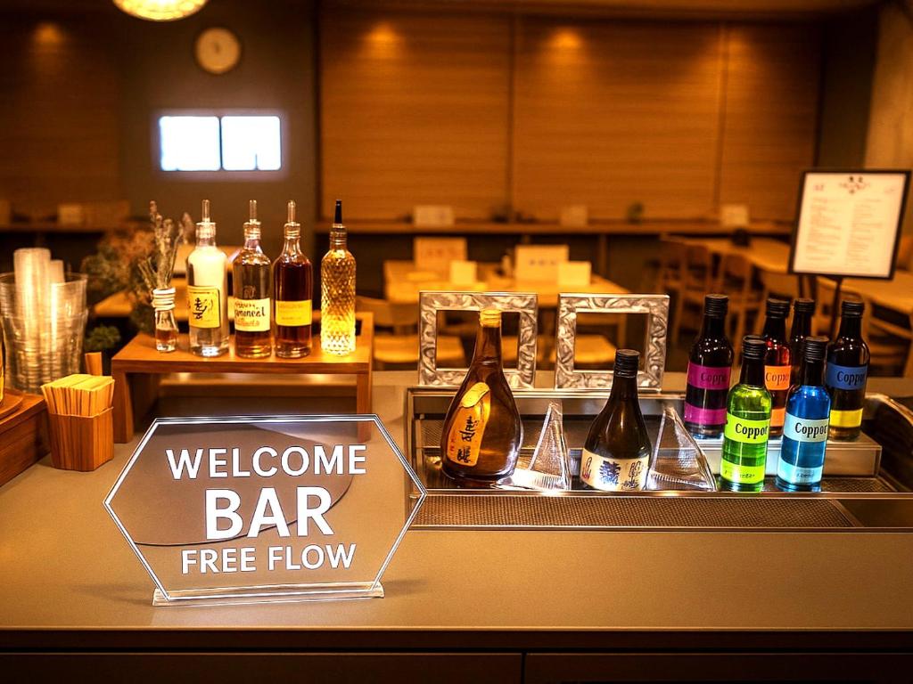 Lounge nebo bar v ubytování Super Hotel Premier Namba Shinsaibashi Natural Hot Spring