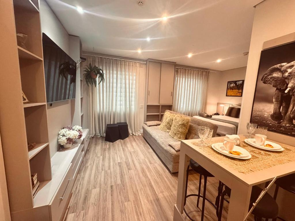 Χώρος καθιστικού στο 904 - Flat Studio Consolação Premium Elegance