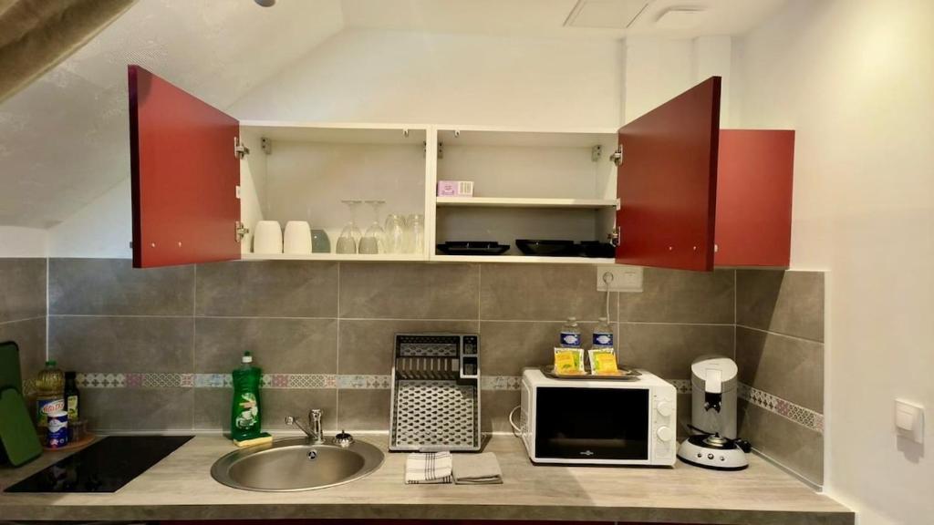 Le Rooftop Amiénoisにあるキッチンまたは簡易キッチン